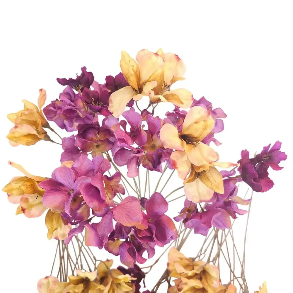 Artificial Silk Flower Stems Beige Purple Floral Craft Wedding Decor Lot of 53